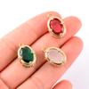 Wholesale 3pcs Oval Zircon Stainless Steel 18k Gold Plated Charm Pendants Stone Quartz Pendant DIY Earring Necklaces Jewelry