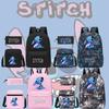 Stylish Black Stitch Backpack Set With Versatile Shoulder Bag And Pencil Case For School
