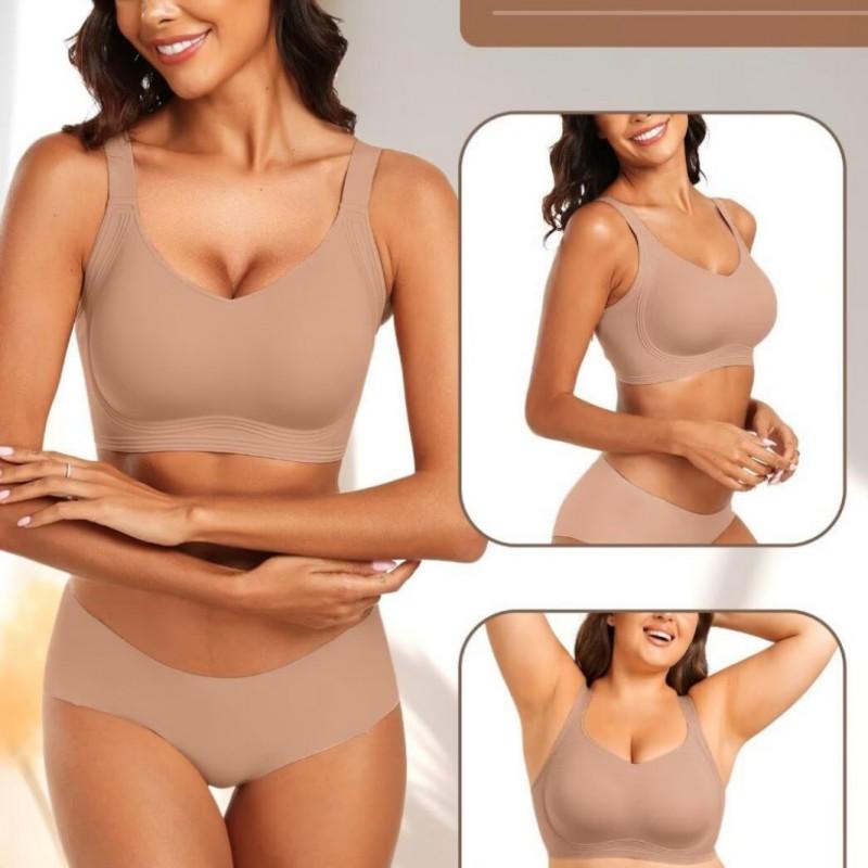 Womens Seamless Push-Up Bra Without Underwire Full Coverage Comfort Fit With Fixed Straps