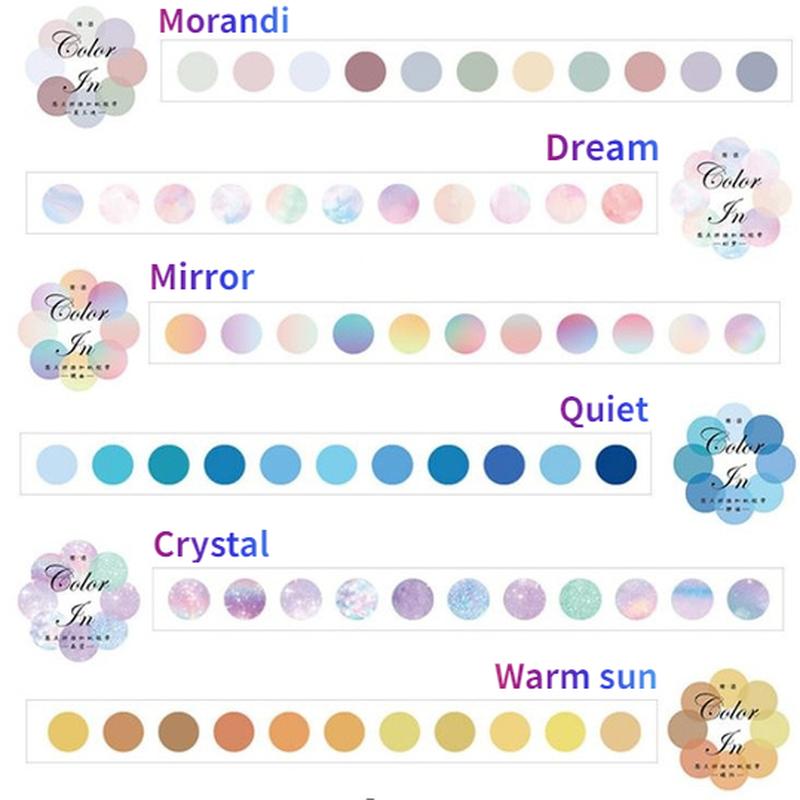 2 Rollen 14*14mm Hartbonbon Punktfarbe Washi Journaling Schreiben Erinnerung Washi Tape Deko Geschenk Etikett Ins Abdeckbänder Leicht zu reißen