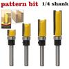 1/4 Inch Flush Trim Pattern Router Bit 1/4" Shank Panel Top &Bottom Bearing Woodworking Milling Cutter