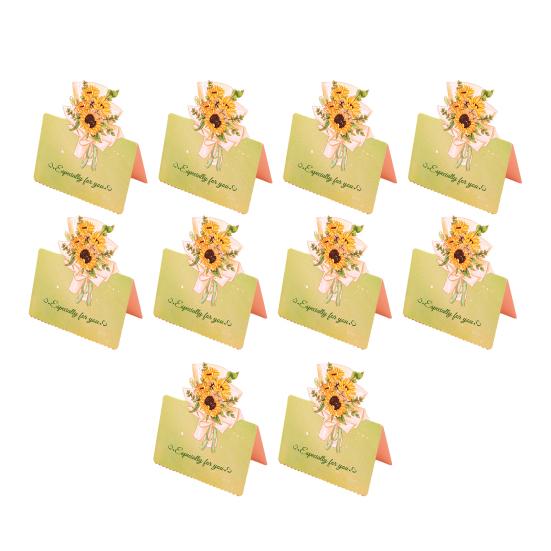 Holiday Blessing Card 10Pcs 3D Bouquet Greeting Card, Thank You Best Wishes Folding Floral Note for Mother's Day Father's