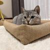 Jute Cat Bed 2-in-1 Cat Bed And Scratching Pad Breathable Pet Lounger Bed with Raised Edges Anti-Slip Bottom for Cats Small Dogs All Seasons