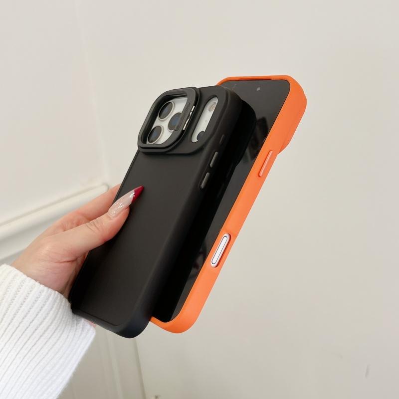 Fashion Fluorescent Candy Color Hide Lens Stand Phone Case For iPhone 17 Air 16 E 15 14 13 Pro Max Plus Bracket Anti-fall Cover
