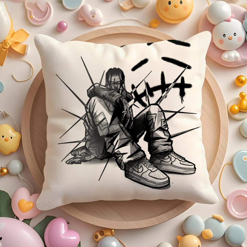 TTravis SScott Cactus Jack Cushion Cover Plush Fabric Soft DoubleSided Printed Sofa Warm Winter Home Gift Pillow Cover