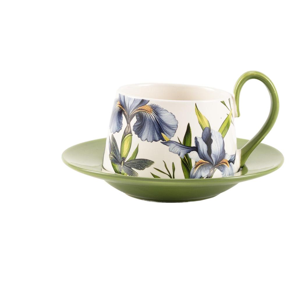 Set di Tazza da Caffè e Sottotazza in Ceramica Retro di Alta Gamma con Scatola Regalo per il Tè del Pomeriggio