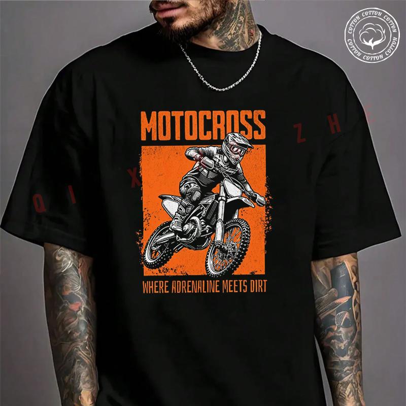 Moto Men's T-shirt Motocross Creative Graphic Cotton T Shirt Short Sleeve Exquisite Design Esse