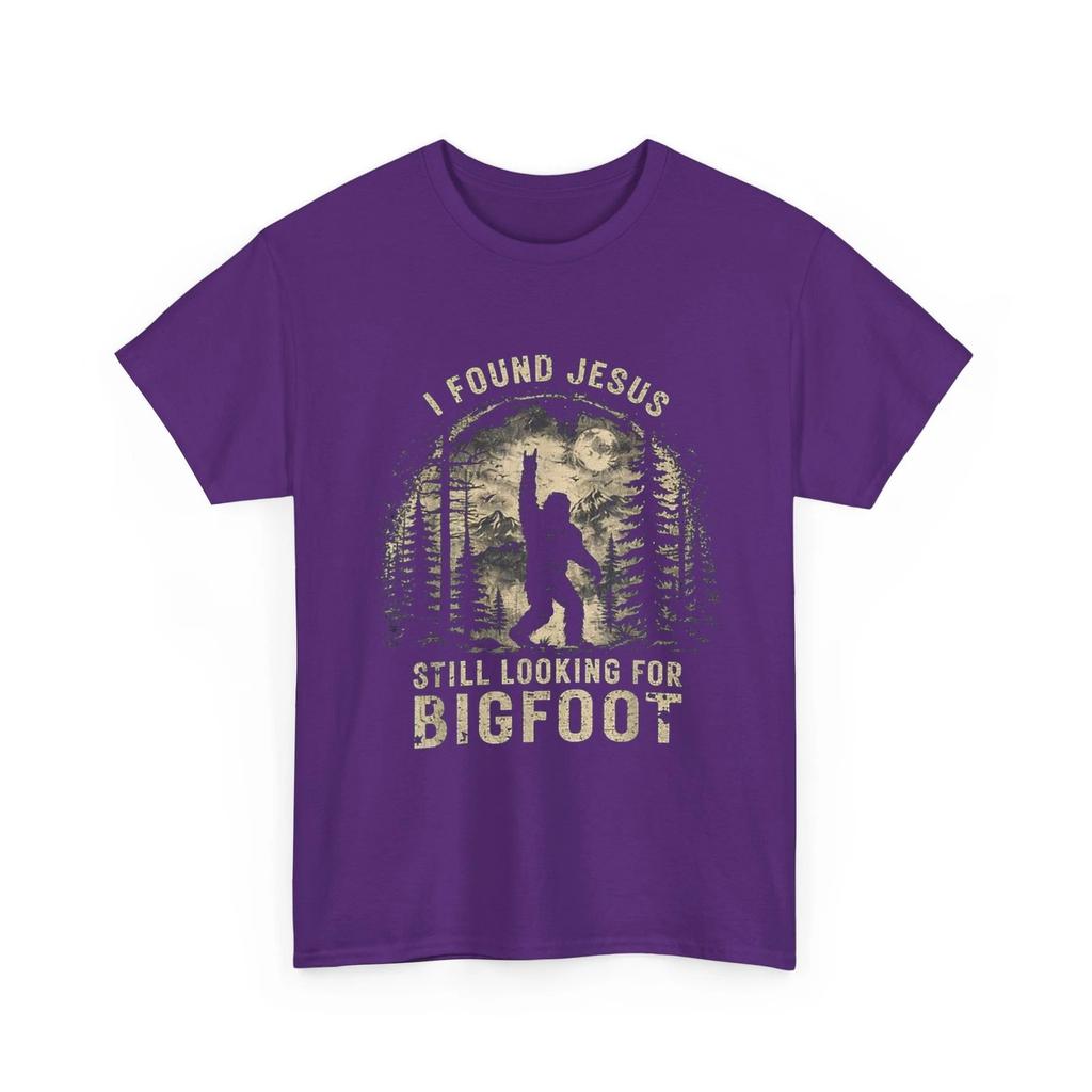 I Found Jesus Still Looking Bigfoot Women Men Shirt