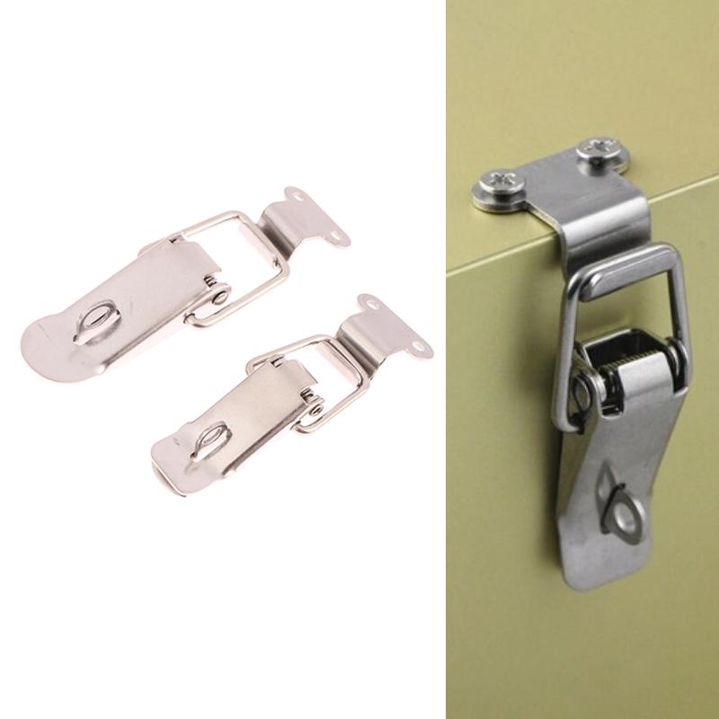 Stainless Steel Spring Loaded Draw Toggle Latch Clamp Clip Silver Hasp Latch Catch Clasp 90 Degrees Duck-Mouth Buckle Hook Lock
