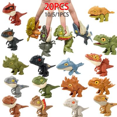 20-1 Pièces Doigt Dinosaure Tyrannosaure Mordeuse de Doigts Dinosaure Articulé Marionnette à Main Accessoire Jouets Dino pour Enfants Cadeaux