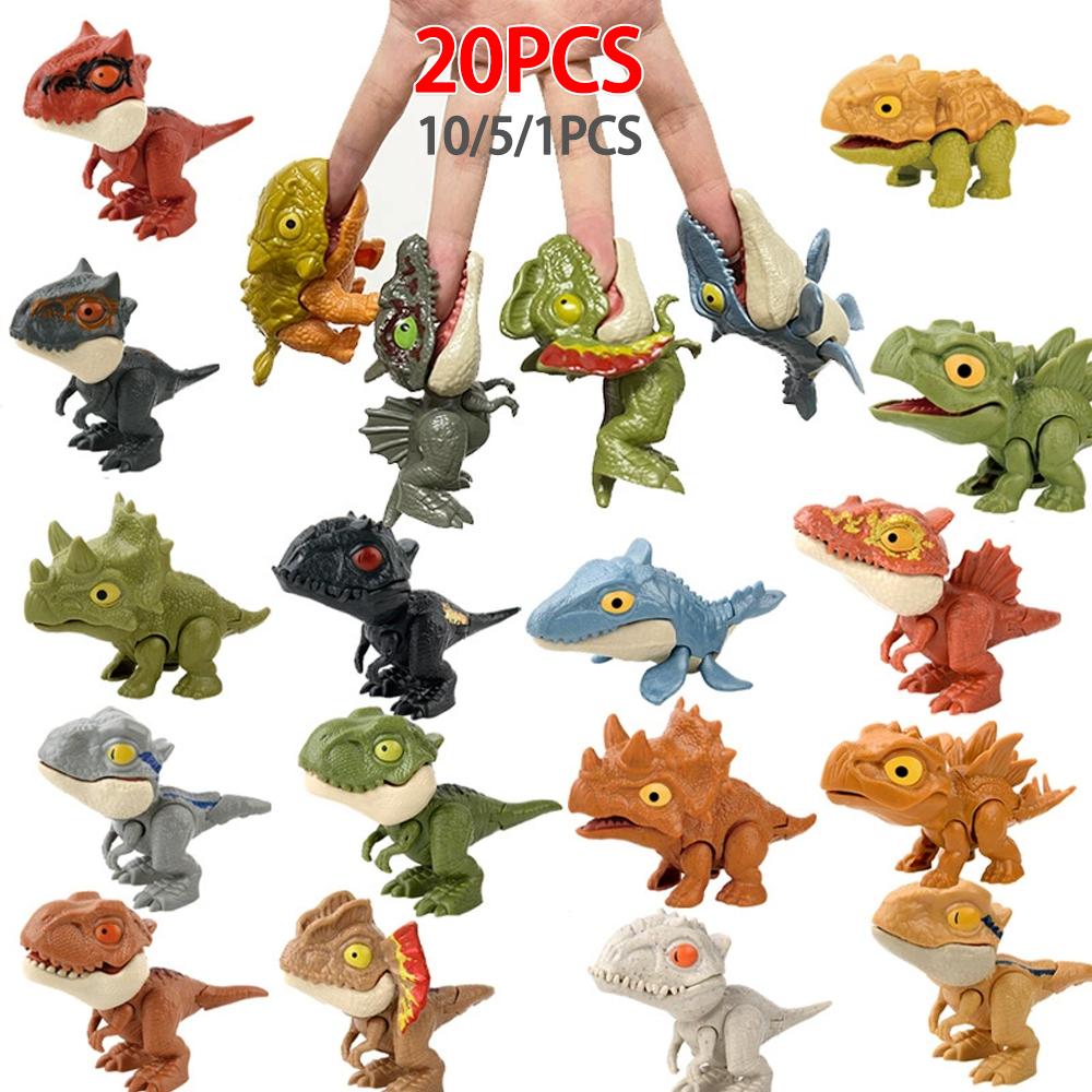20-1PCS Finger Dinosaur Tricky Tyrannosaurus Finger-biting Dinosaurs Movable Joints Hand Doll Prop Dino Toys for Children Gifts