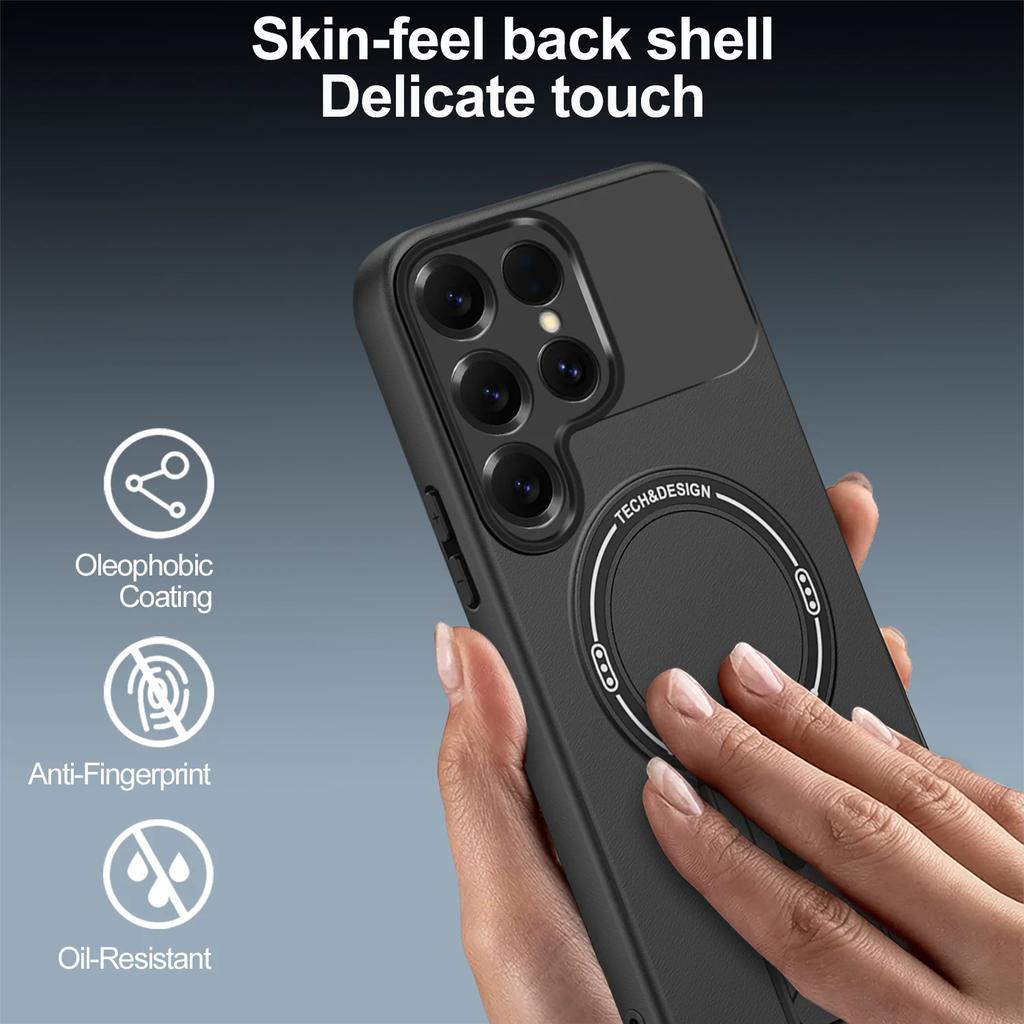 Matte Fold Ring Holder Phone Case For Samsung S26 Ultra S24 Plus S23 S22 S25 Ultra For Magseafe Magnetic Protection Cover