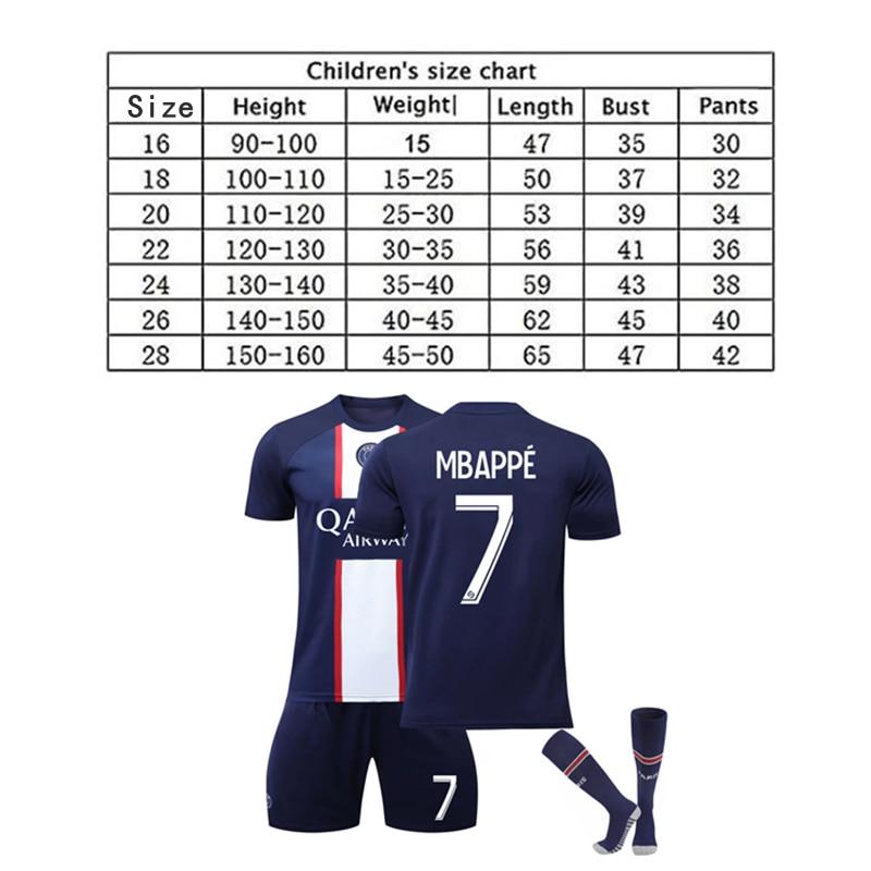 Paris Mbappe Voetbalshirt Set voor Kinderen Ademend Sneldrogend Jeugd Trainingswedstrijd Kit