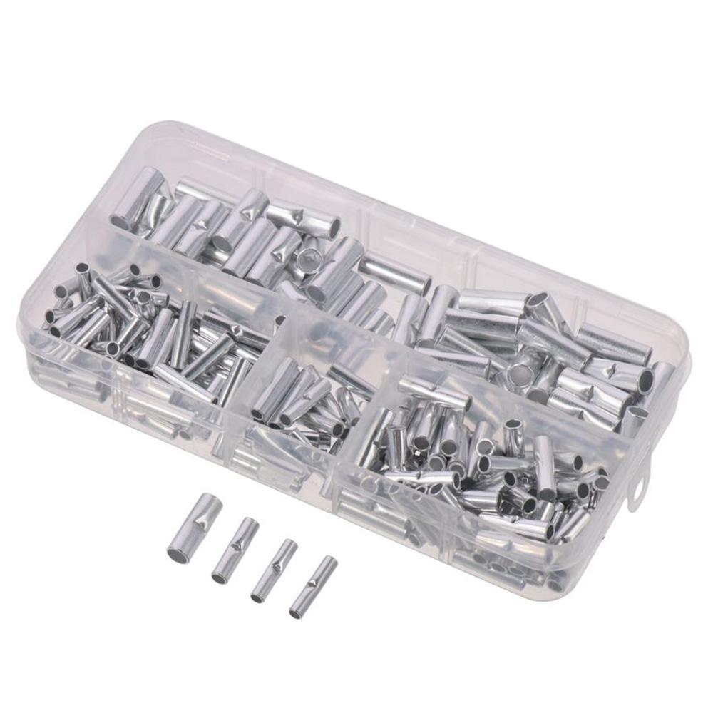 200pcs Tinned Copper Non Insulated Butt Connectors Kit Metal Uninsulated Crimp Wire Connectors  DIY