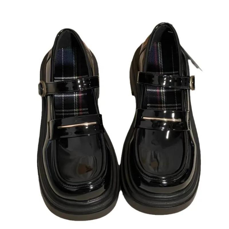 Wome's Shoes Low Heels Fashion Platform Women Pumps Solid Colors Mary Jane Shoes British Style Leather Shoes