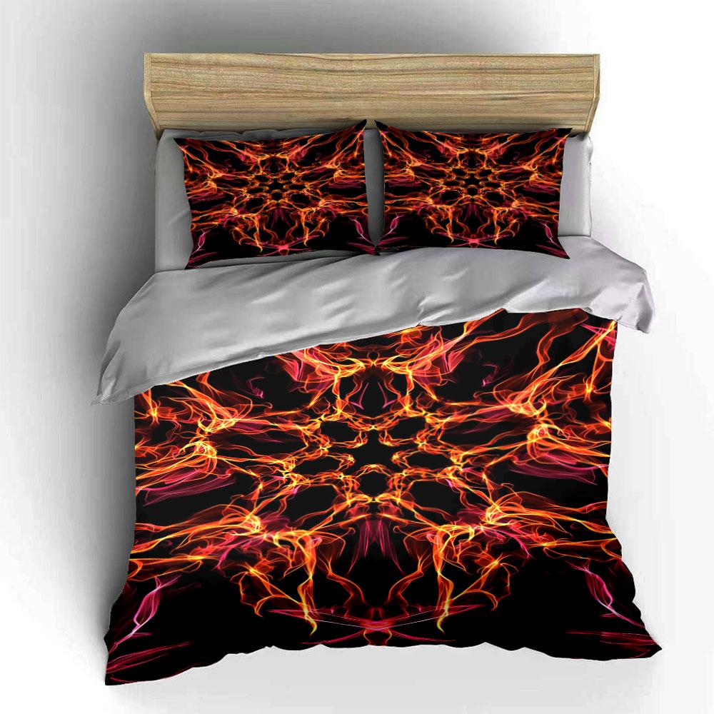 Fiery flame symmetrical pattern. Bedding sets Duvet cover sets Duvet covers Pillowcases(1 * Duvet Cover 2 * Pillowcases without duvet insert)