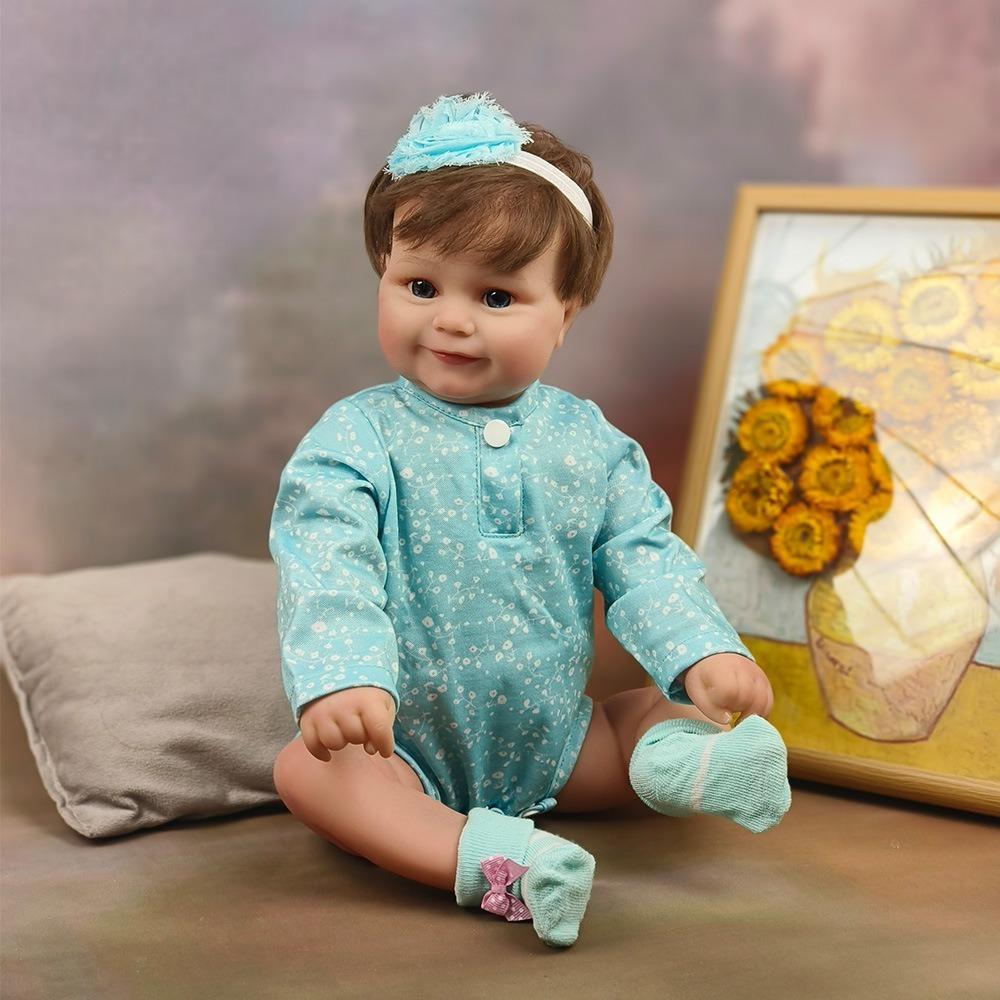 

Реалистичная кукла реборн с полностью силиконовым виниловым телом 50 см, милая улыбающаяся кукла Мэдди, уже законченная, с 3D-окрашенной кожей, реалистичные детские куклы, детские игрушки 50cm