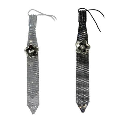Strass-Krawatte für Damen Mädchen Punk-Krawatten mit funkelnder Dekoration Elastisches Band für Hemd Party Abschlussball Cosplay