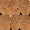 Personality Charm Gold Color Fruit Marine Animal Geometry Multi Element Pendant Necklace for Women Stainless Steel Jewelry Gifts