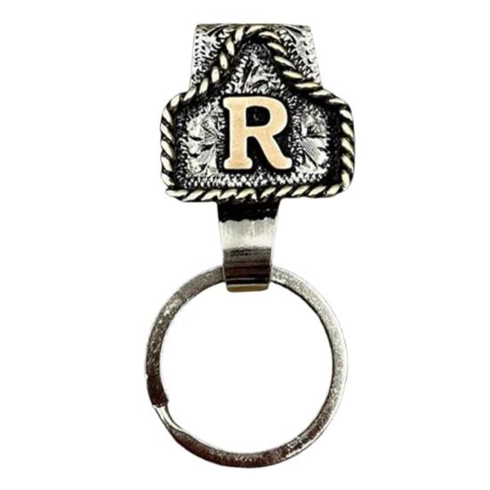 Vintage Letter Keychain Western Cowboy Style A to Z 26 Capital Letters Key Ring Metal Alphabet Key Holder Belt Bag Hanging Decoration Pendant