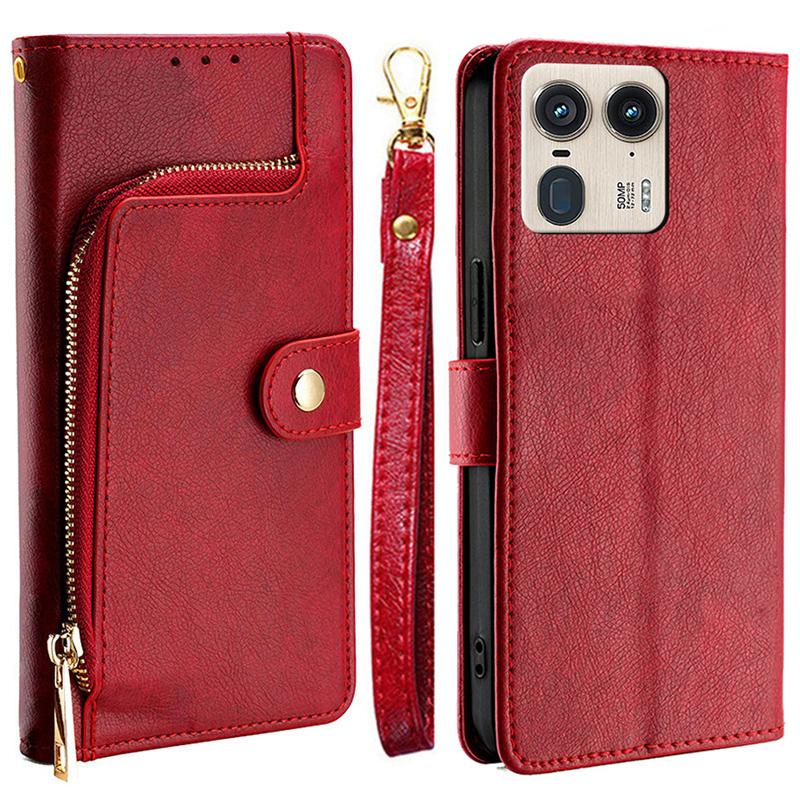 For Motorola Moto X50 Ultra 5G/Edge 50 Ultra 5G Case Zipper Pocket PU Leather Wallet Flip Phone Cover
