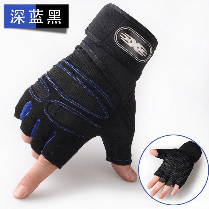 Weightlifting half-finger gloves, men's sports and fitness gear, outdoor cycling, non-slip wrist guards, breathable gloves, wristbands, dumbbells