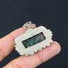 Sisters Day Deal Rectangle Solar Moss Agate Stone Trendy Pendant Sterling Silver
