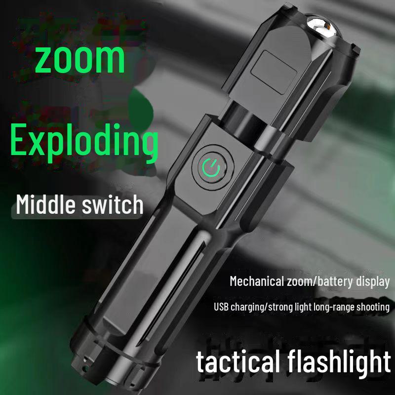 Rechargeable Long-Range Zoom Flashlight: Durable, Portable, and Ideal for Home & Outdoor Use