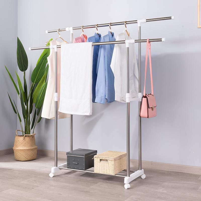 Youlite Stainless Steel Retractable Double Rod Clothes Drying Rack for Indoor & Balcony