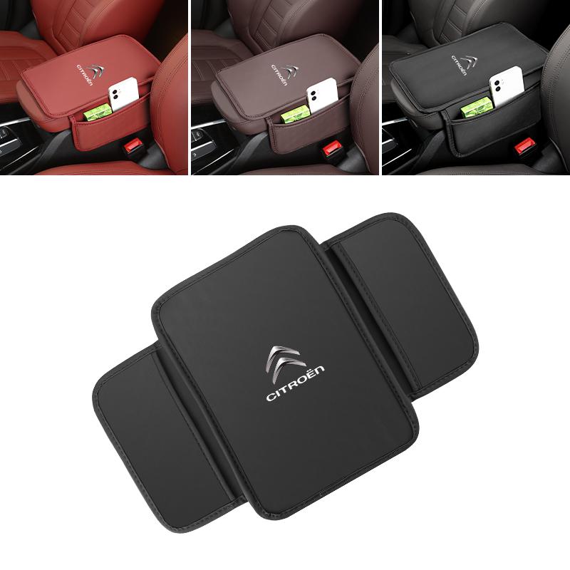 Car Armrest Box Pad Center Console Protective Cover With Storage Pocket For Citroen C4 C3 C5 C1 C2 Berlingo Celysee Cactus