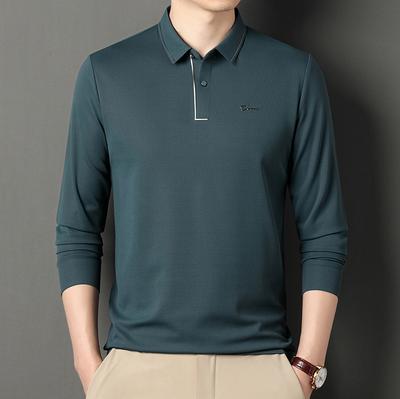 Men's Long-sleeved T-shirt Spring and Autumn New Middle-aged Dad Wear Business Casual Loose Lapel Printed POLO Shirt
