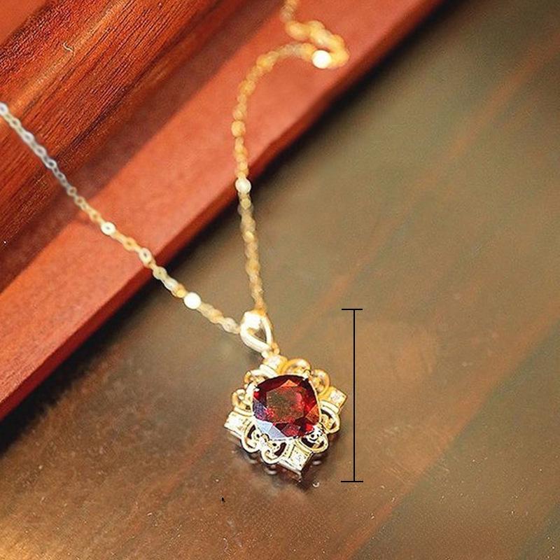 Elegant Red Gem Anniversary Pendant Necklace
