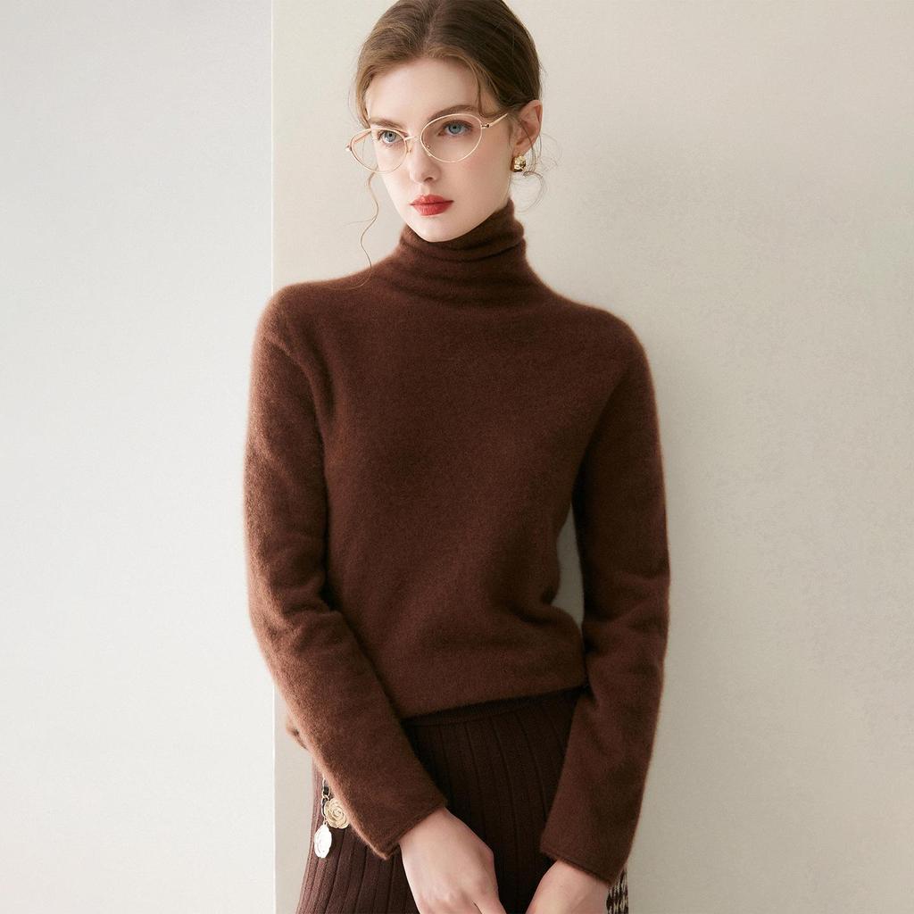 Women's Pure Cashmere High Neck Sweater - Autumn/Winter Commuter Style Pullover
