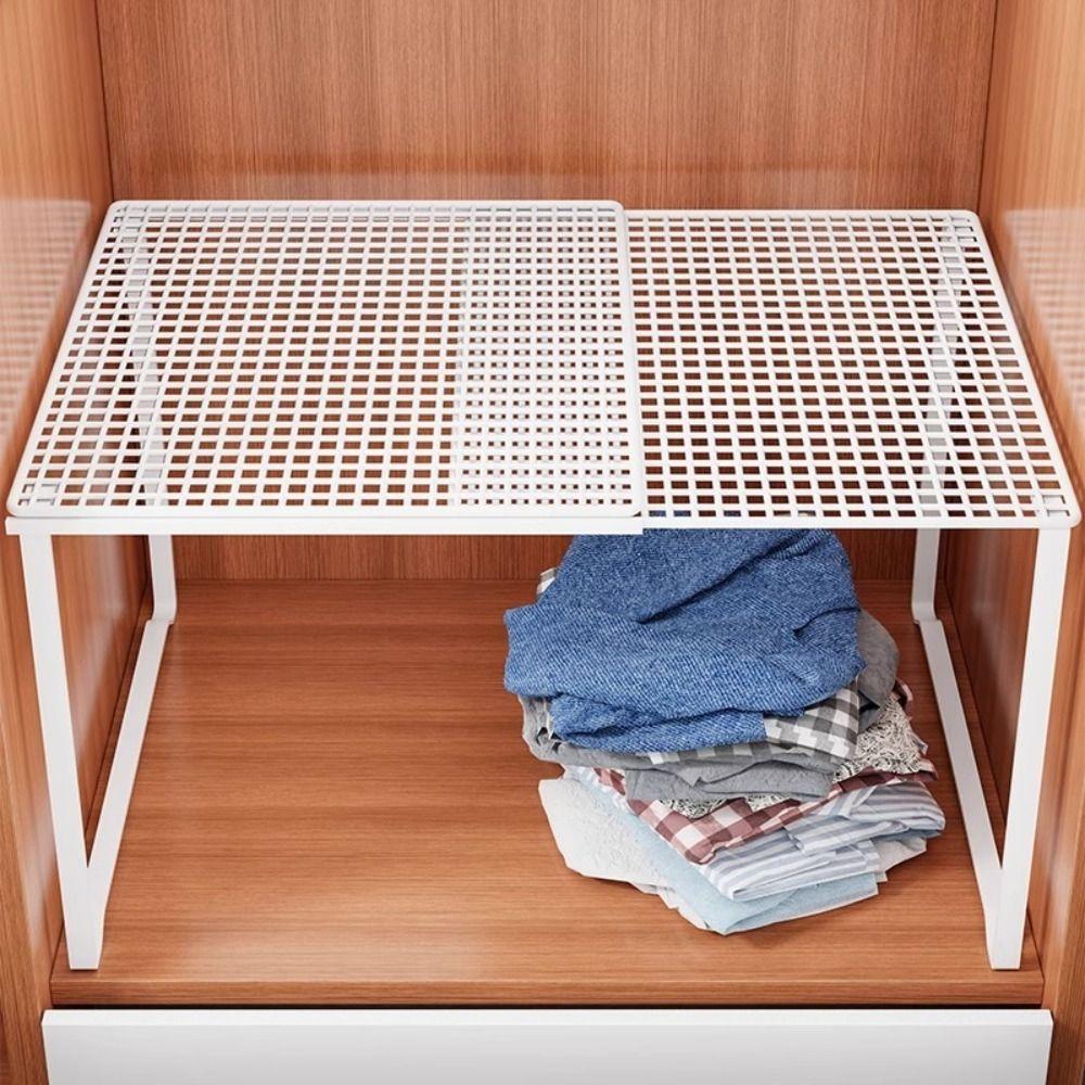 DIY Metal Closet Shelf Adjustable Expandable Wardrobe Organizer Retractable Telescopic Stackable Shelves Bathroom