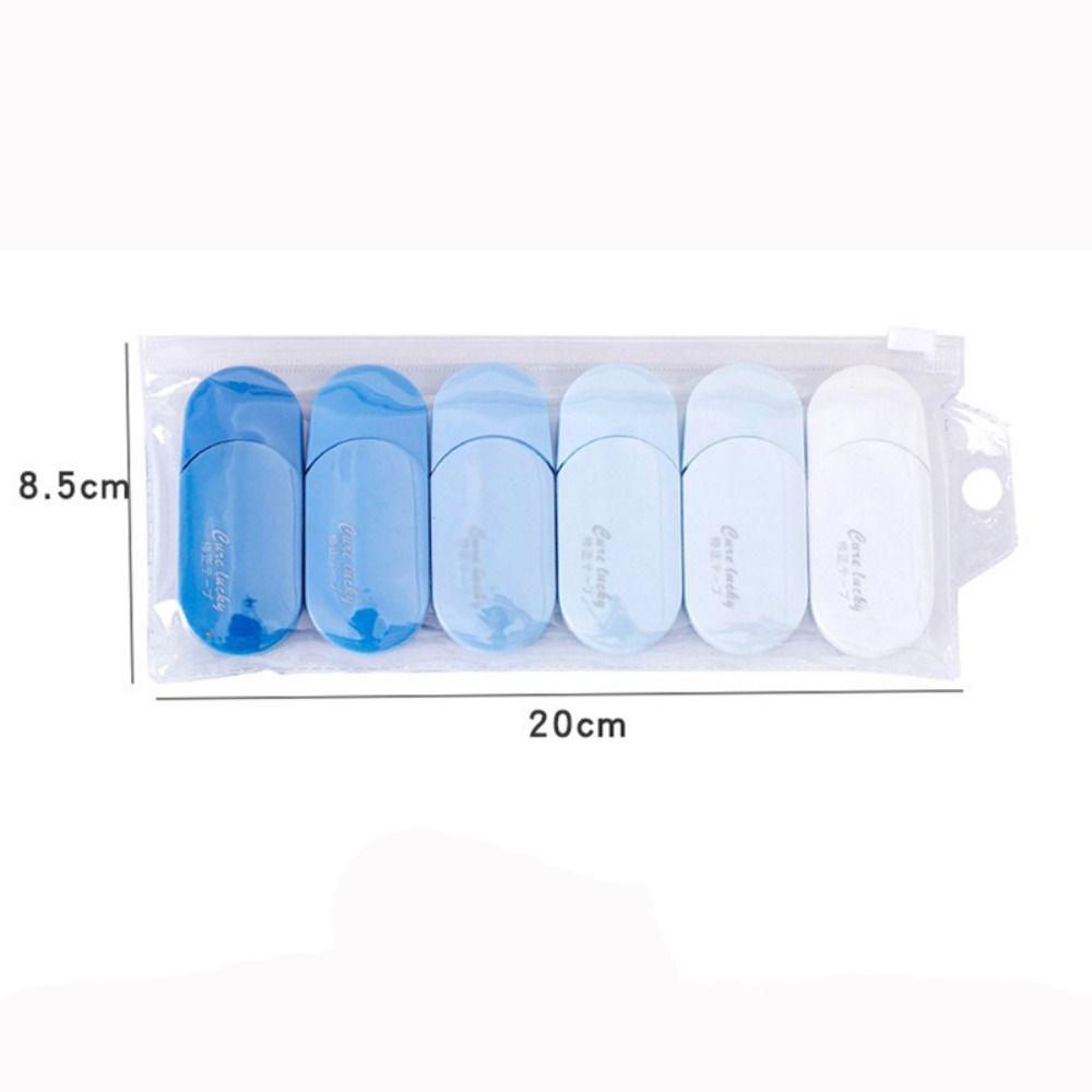6Pcs/set Gradient White Out Tape Silent Student Alteration Tape Portable Correction Tape