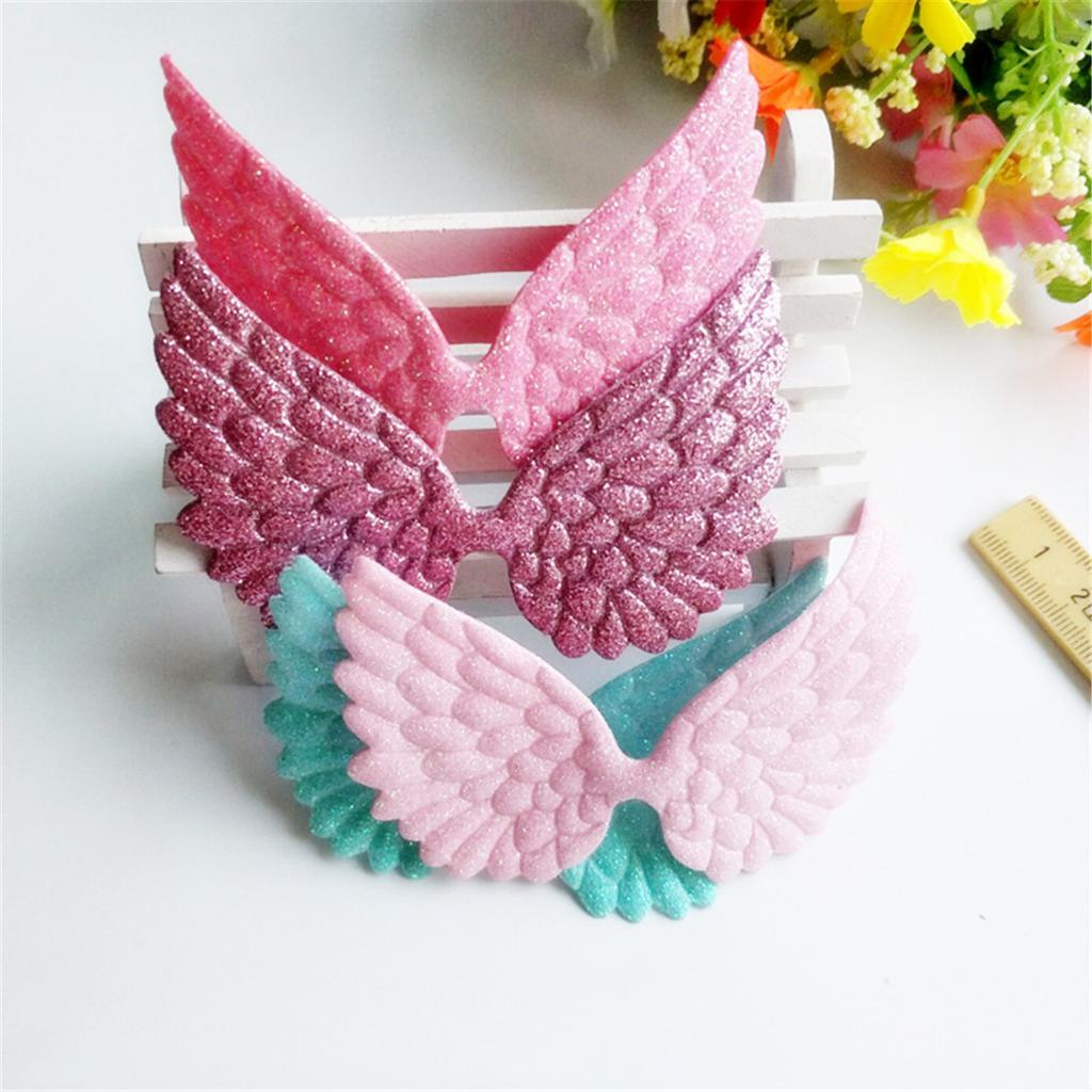 10PCS Glitter Fabric Cute Angel Wings Artificial Leather Appliques DIY Hair Accessories Decor Craft Gift for Anniversary