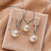 Imitation Pearl Necklaces Earrings Sets For Women Fashion Flower Cubic Zirconia Pendant with Chain Birhday Gift
