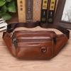 Marsupio in Vera Pelle da Viaggio Uomo Retro Pelle Naturale Portafoglio Maschile Borsa a Tracolla Petto Fianchi Cintura Sacca
