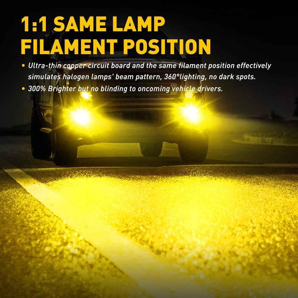 AUXITO 2Pcs PSX24W LED Canbus H10 H11 H8 H16 PSX26W H27 880 881 LED Fog Light CSP 3000K Yellow 6500K White Car Driving Fog Lamps