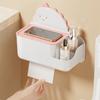 Carton Dinosaur Waterproof Toilet Tissue Box Rustproof Multi Function Storage Case Wall Mounted No Punching Paper Rack Home Use