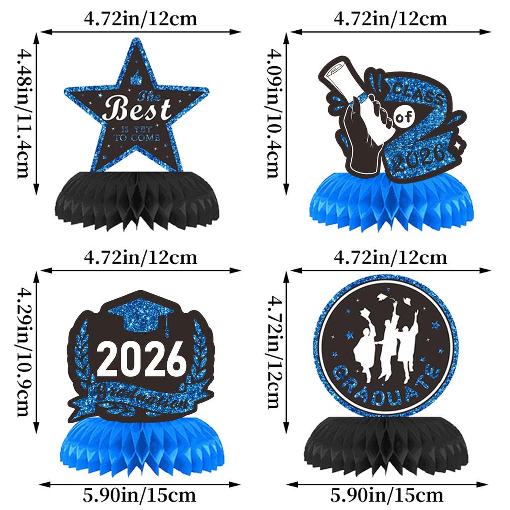 Graduation Season Theme Decoration Congrats Grad Blue Spiral Pendant Flag Balloon Set