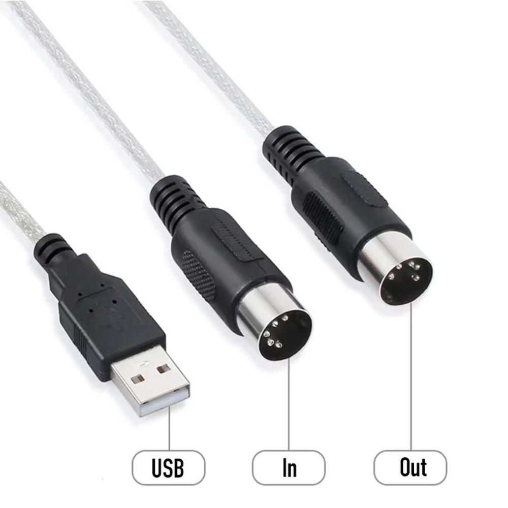 Portable MIDI to USB Converter 5 Pin MIDI Adapter Cable Durable MIDI Interface Cable