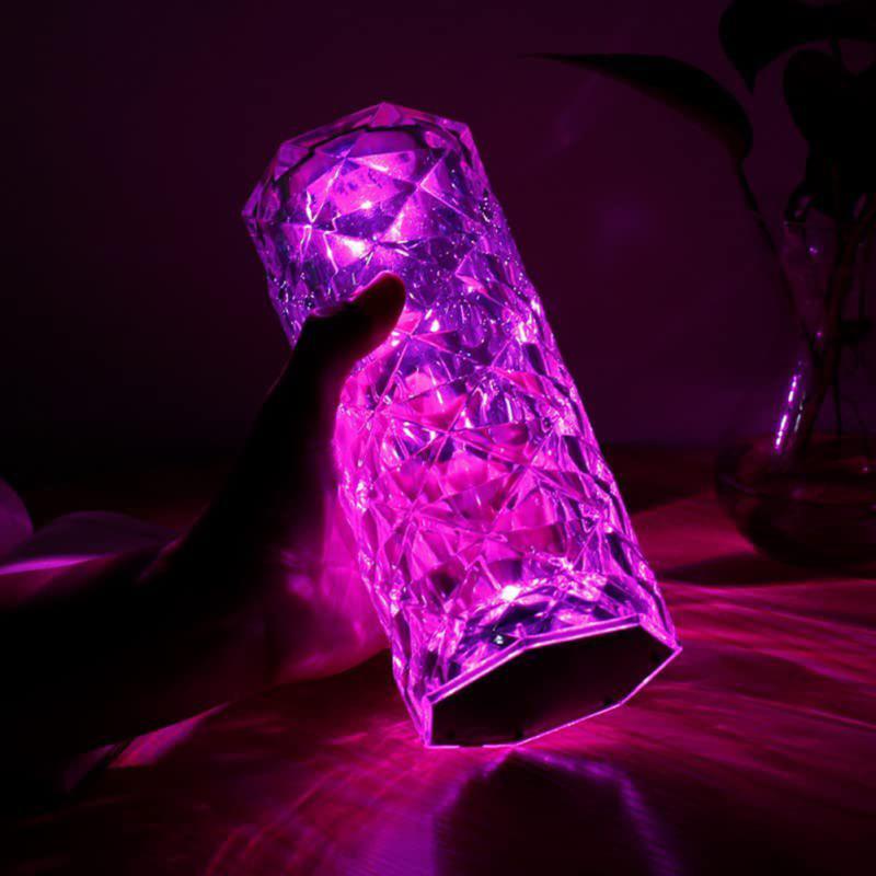 Crystal Diamond Table Lamp Touch Control Romantic Rose Ambient Light For Bedroom Living Room Decor