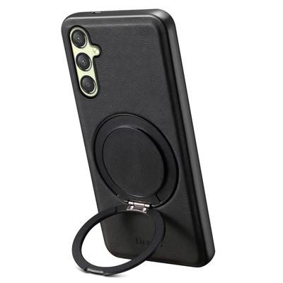 DENIOR A14 For Samsung Galaxy A25 5G (Global) (161.0 X 76.5 X 8.3mm) Magnetic Case Rotary Kickstand Leather PC TPU Phone Cover