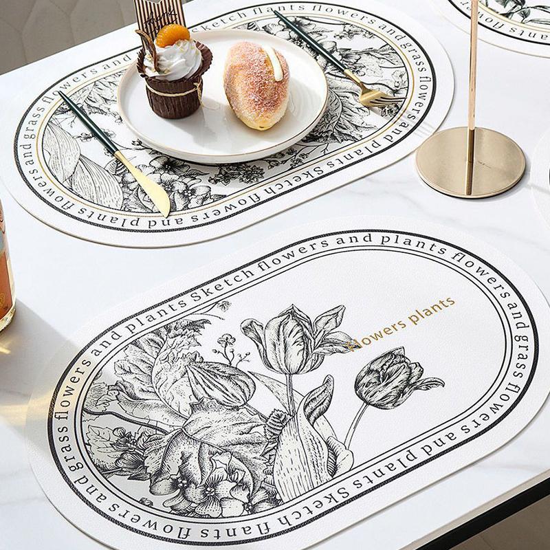 French Print Western Restaurant Heat-Insulating Mats Pu Leather Placemat Waterproof And Oil-Proof Table Mats