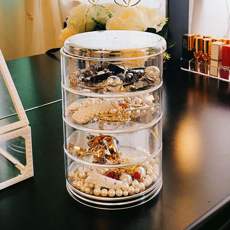 Acrylic Clear Round Storage Box Stackable Belt Rack Display Holder for Watch Jewelry Cosmetics Bracelets Rings Craft Toys Ties