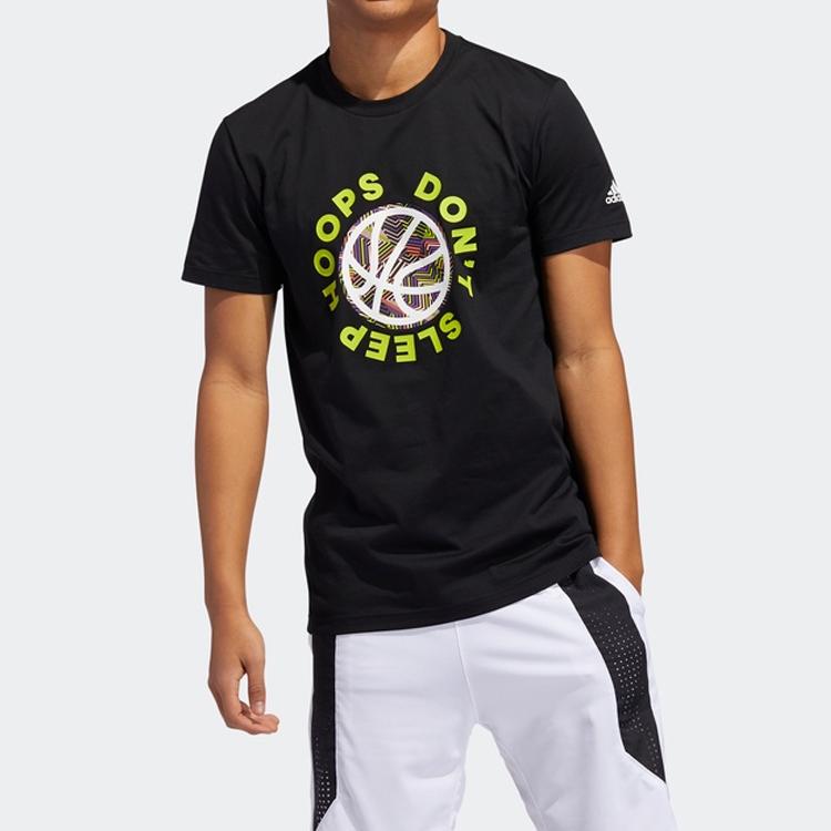 Adidas Summer Basketball Sports Short Sleeve T-Shirt Men Tops Black GK1710