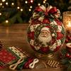 Fabric Ball Craft Set Quilted Christmas Ornament DIY Kit, Patchwork Material Pack Crafting Gift for Beginner, Handmade Xmas Tree Hanging Decor Adults