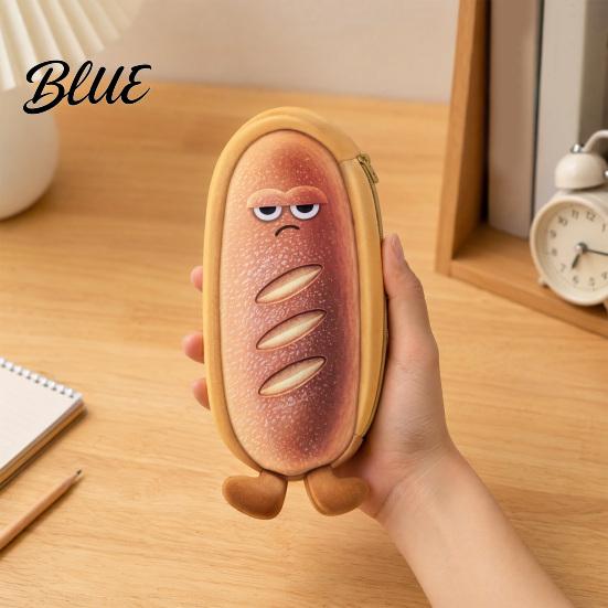 Soft Fabric Pencil Pouch Cute Bread Case Plush Large Capacity Pen Pouch