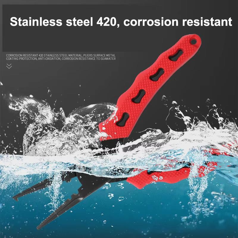 Stainless Steel Fishing Pliers Clamp Split Ring Tungsten Steel Blade Line Cutter Multifunction Fishing Tackle Fishing Gear